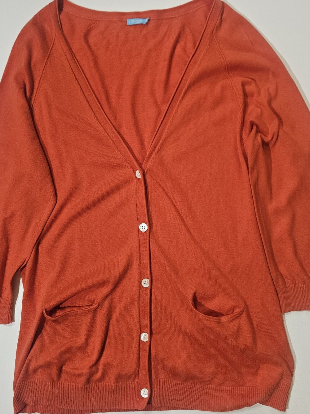 J.McLaughlin Cardigan Womens XL Orange Button Down Patch Pocket Fall Chic Preppy